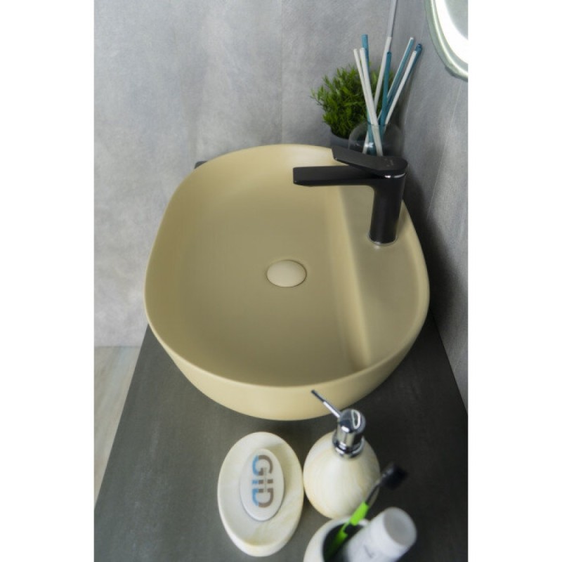 Раковина Gid Lago Sr1346 53343, 61 см, фаянс, светло-коричневый матовый