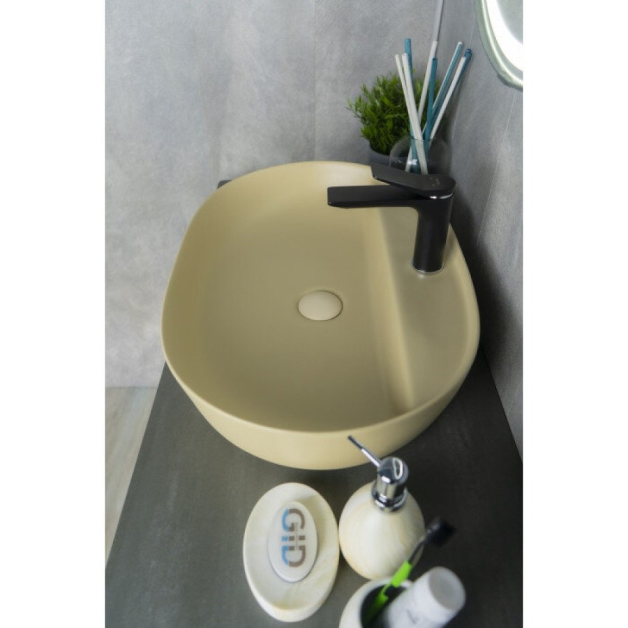 Раковина Gid Lago Sr1346 53343, 61 см, фаянс, светло-коричневый матовый