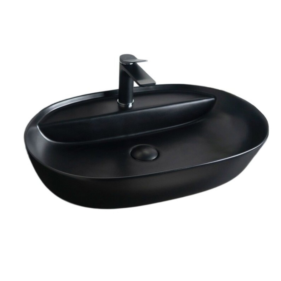 Раковина Gid Lago Bm1346 53345, 61 см, фаянс, черный матовый