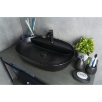 Раковина Gid Lago Bm1346 53345, 61 см, фаянс, черный матовый