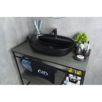 Раковина Gid Lago Bm1346 53345, 61 см, фаянс, черный матовый