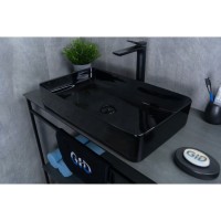 Раковина Gid Geometrico BL9396 53346, 60 см, фаянс, черная