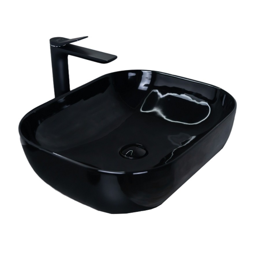 Раковина Gid Geometrico BL1302 53347, 50 см, фаянс, черная