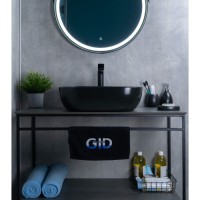 Раковина Gid Geometrico Bm1302 53348, 50 см, фаянс, черная матовая