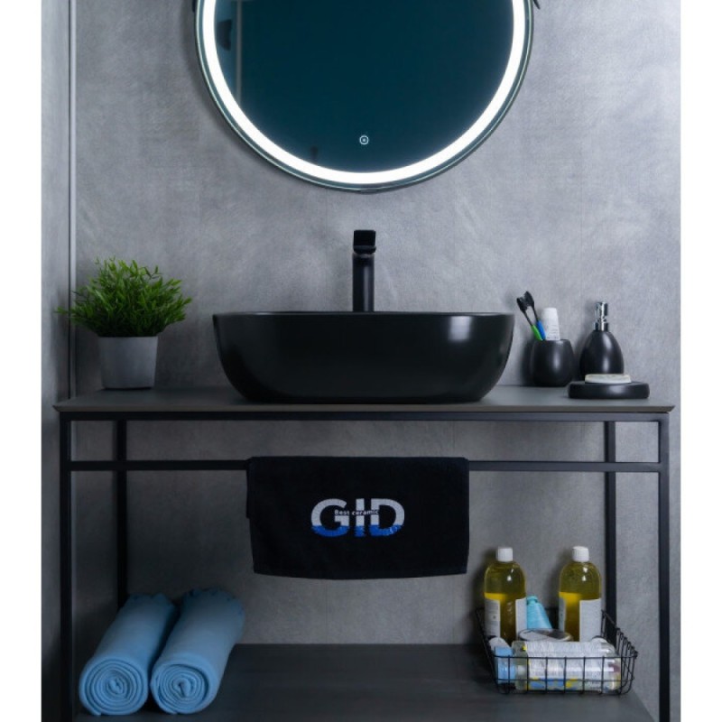 Раковина Gid Geometrico Bm1302 53348, 50 см, фаянс, черная матовая