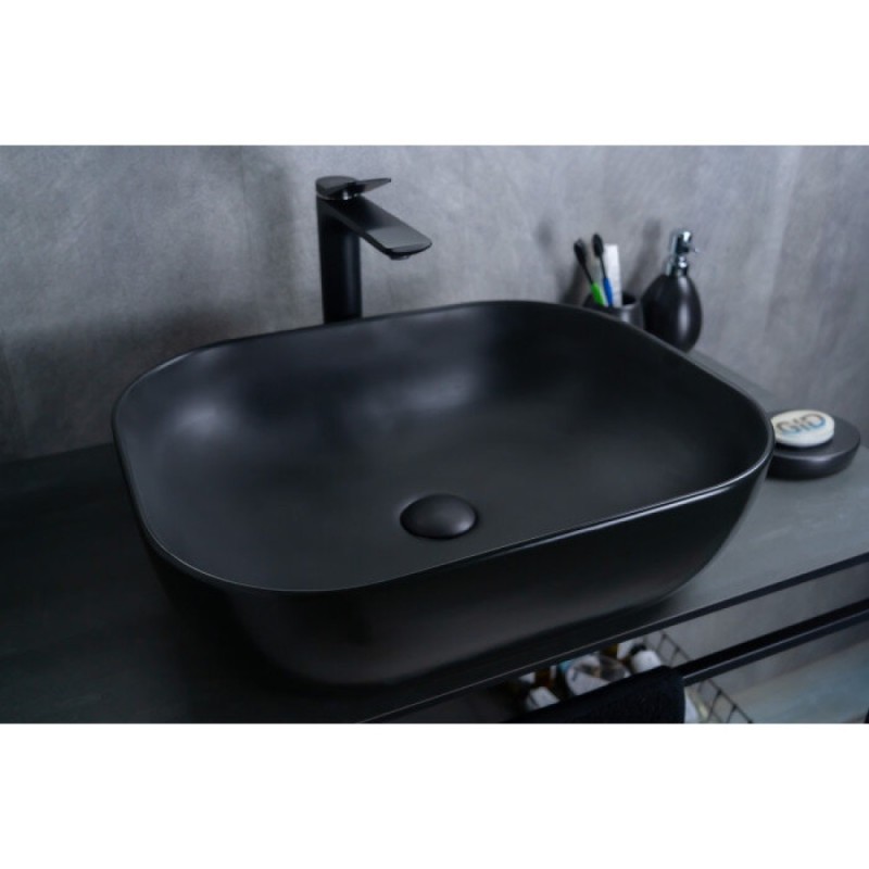 Раковина Gid Geometrico Bm1302 53348, 50 см, фаянс, черная матовая