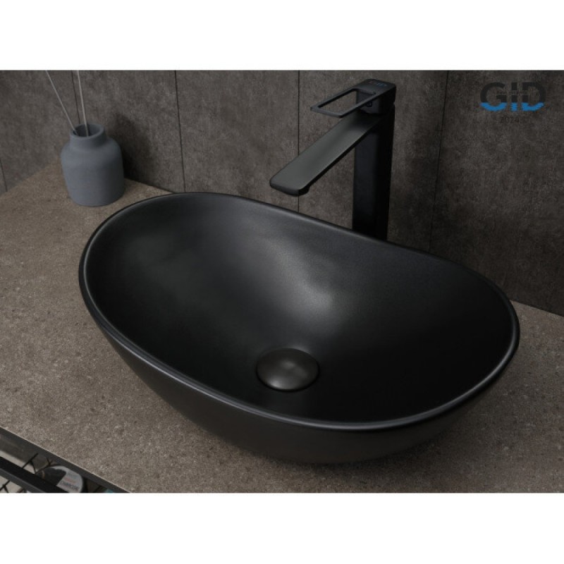 Раковина Gid Lago Bm9133 53352, 48 см, фаянс, черная матовая