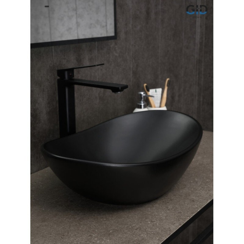 Раковина Gid Lago Bm9133 53352, 48 см, фаянс, черная матовая
