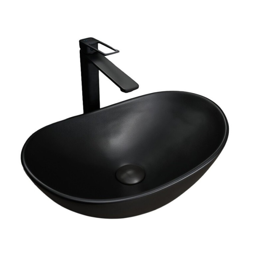 Раковина Gid Lago Bm9133 53352, 48 см, фаянс, черная матовая