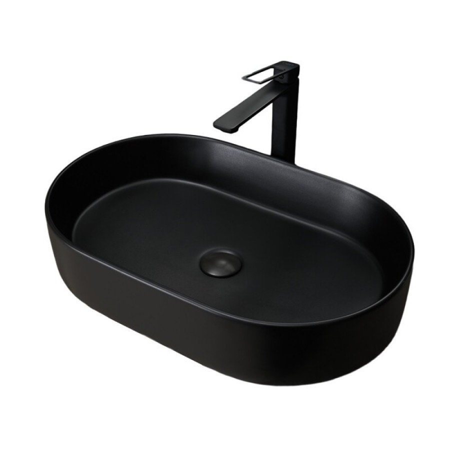 Раковина Gid Lago Bm1479 53354, 61 см, фаянс, черная матовая