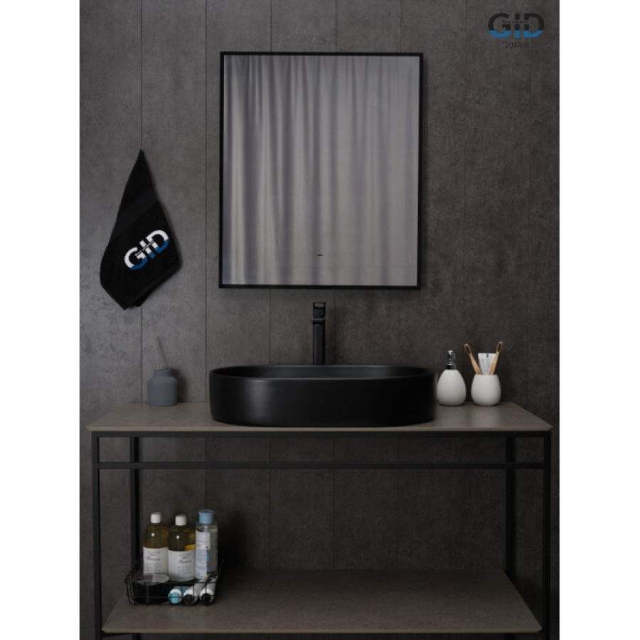 Раковина Gid Lago Bm1479 53354, 61 см, фаянс, черная матовая