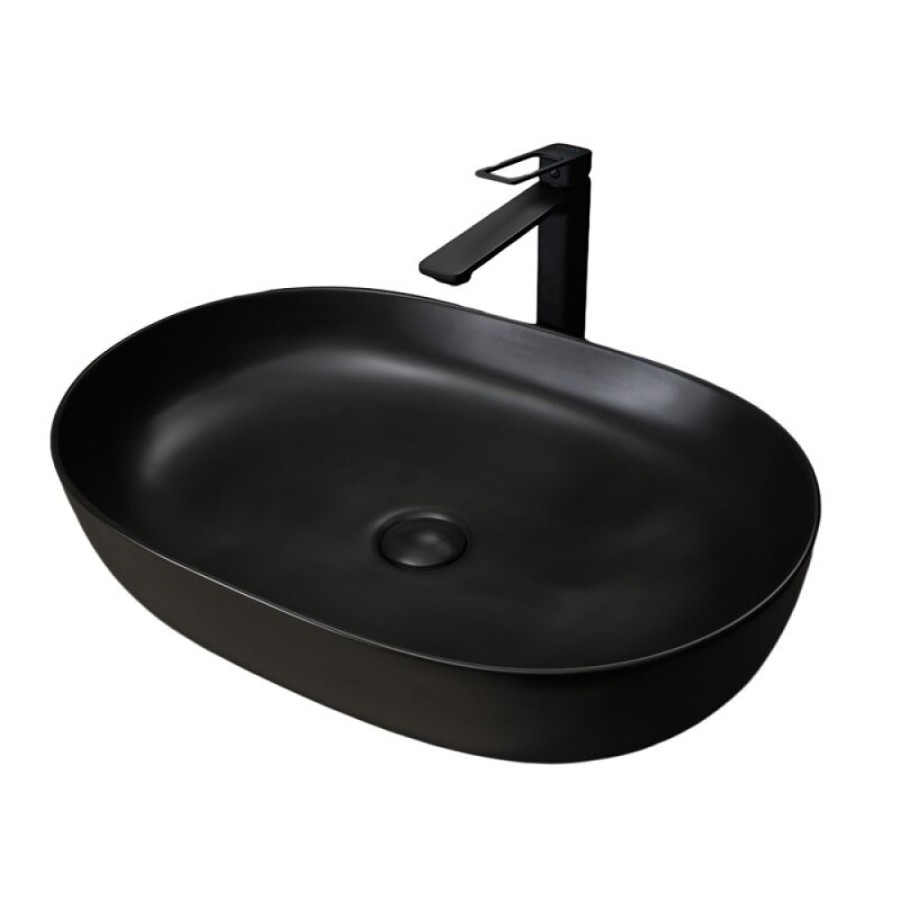 Раковина Gid Lago Bm1348 53355, 61 см, фаянс, черная матовая