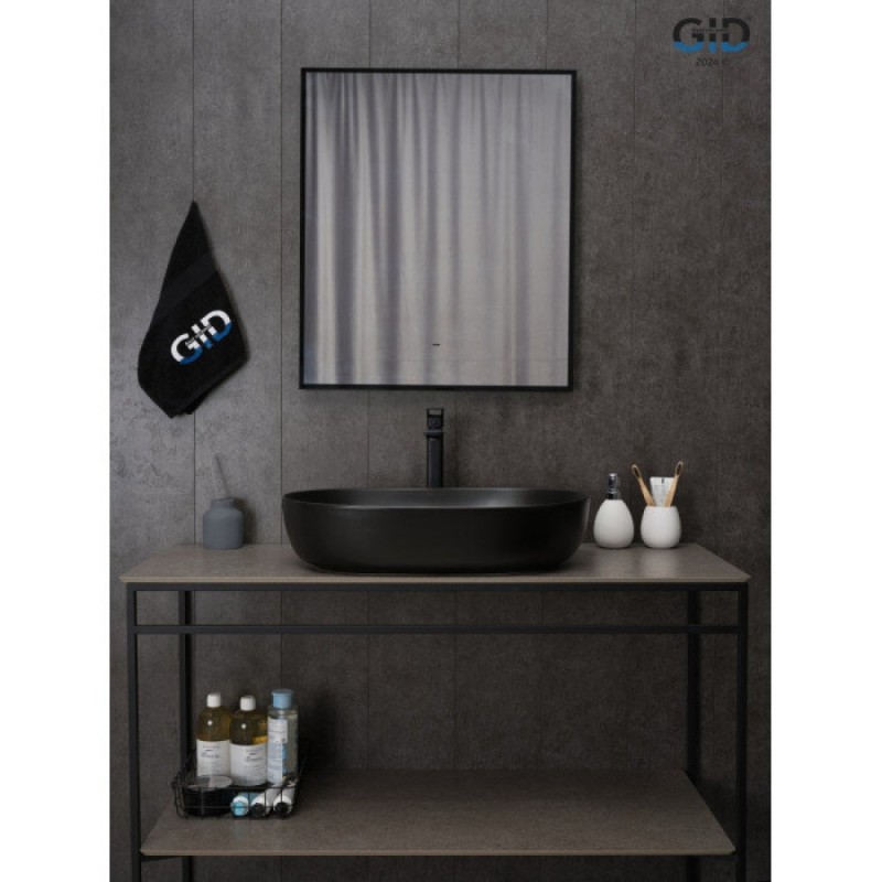 Раковина Gid Lago Bm1348 53355, 61 см, фаянс, черная матовая