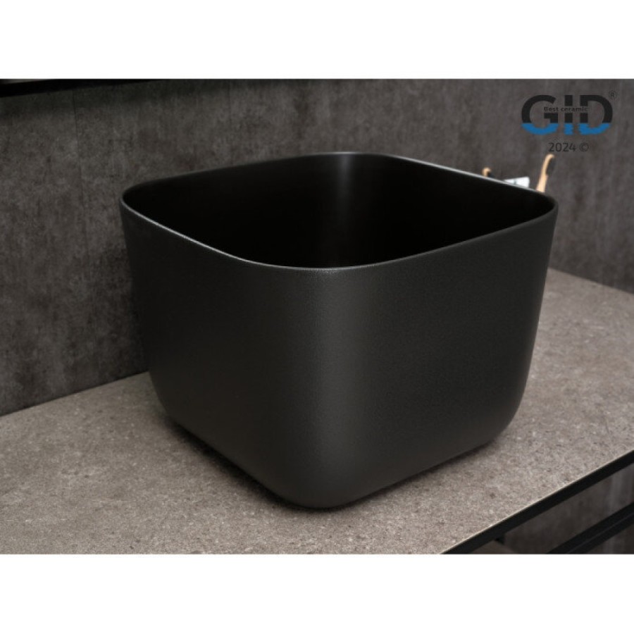 Раковина Gid Creativo N9301bg 53356, 36 см, фаянс, черный графит