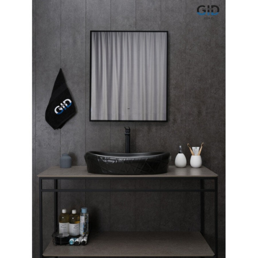 Раковина Gid Creativo Bm777 53357, 60 см, фаянс, черная матовая