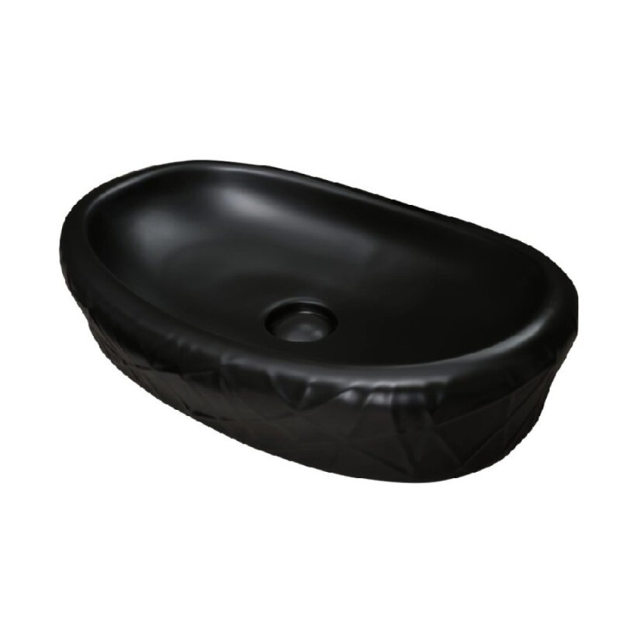 Раковина Gid Creativo Bm777 53357, 60 см, фаянс, черная матовая