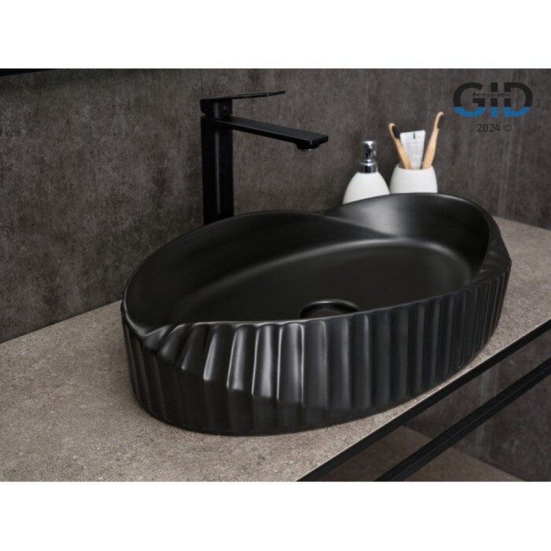 Раковина Gid Creativo Bm888 53358, 60 см, фаянс, черная матовая