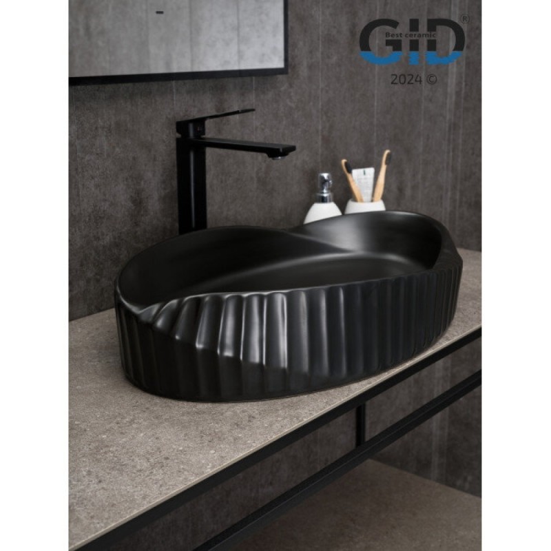 Раковина Gid Creativo Bm888 53358, 60 см, фаянс, черная матовая