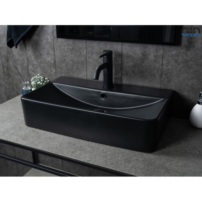 Раковина Gid Geometrico Bm1344 53361, 61 см, фаянс, черная матовая