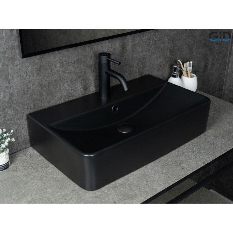 Раковина Gid Geometrico Bm1344 53361, 61 см, фаянс, черная матовая