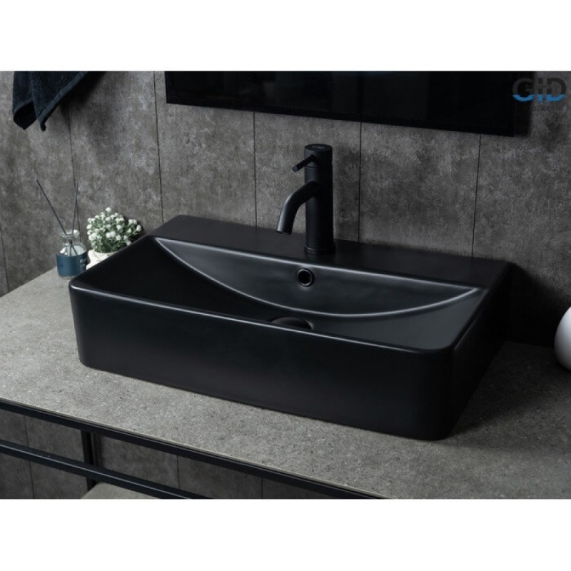 Раковина Gid Geometrico Bm1344 53361, 61 см, фаянс, черная матовая
