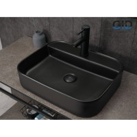 Раковина Gid Geometrico Bm9550 53364, 50 см, фаянс, черная матовая