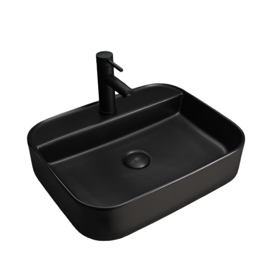 Раковина Gid Geometrico Bm9550 53364, 50 см, фаянс, черная матовая