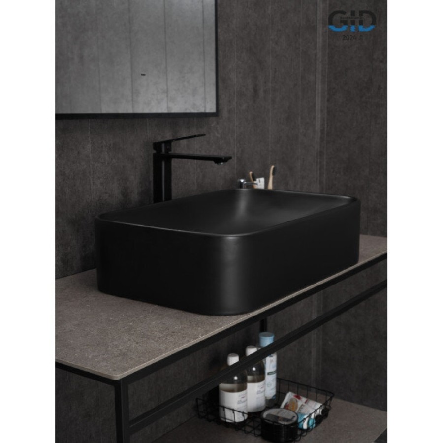 Раковина Gid Geometrico Bm9598 53365, 61 см, фаянс, черная матовая