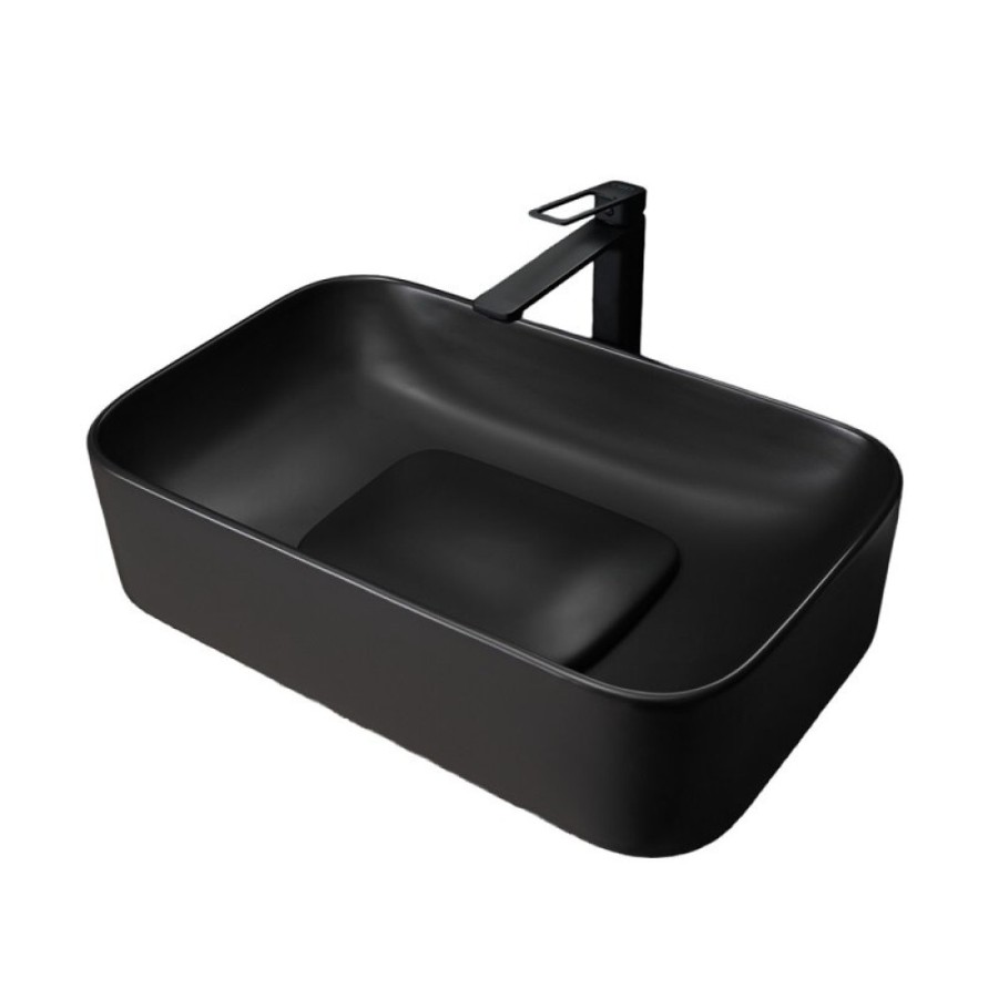 Раковина Gid Geometrico Bm9598 53365, 61 см, фаянс, черная матовая