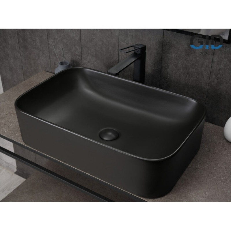 Раковина Gid Geometrico Bm9599 53366, 61 см, фаянс, черная матовая