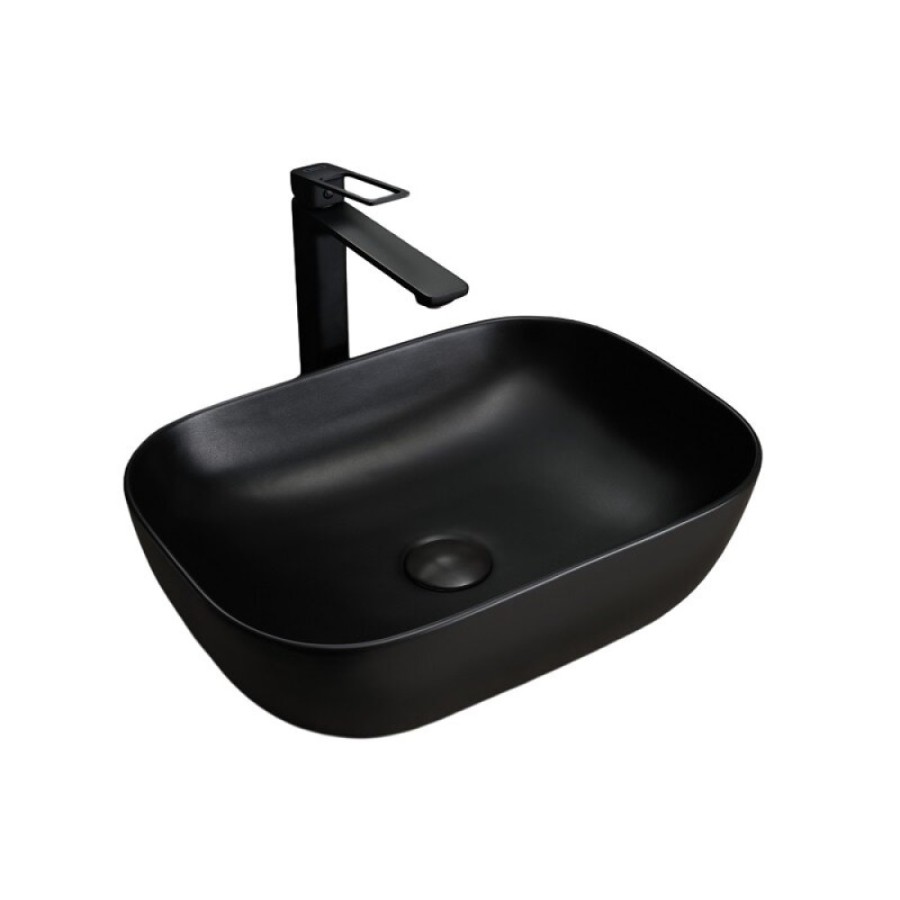 Раковина Gid Geometrico Bm1333 53367, 46 см, фаянс, черная матовая