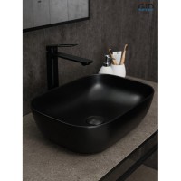 Раковина Gid Geometrico Bm1333 53367, 46 см, фаянс, черная матовая