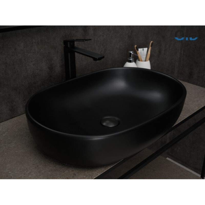 Раковина Gid Lago Bm9026a 53369, 60 см, фаянс, черная матовая
