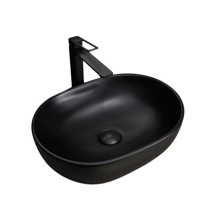 Раковина Gid Lago Bm9026b 53370, 48 см, фаянс, черная матовая