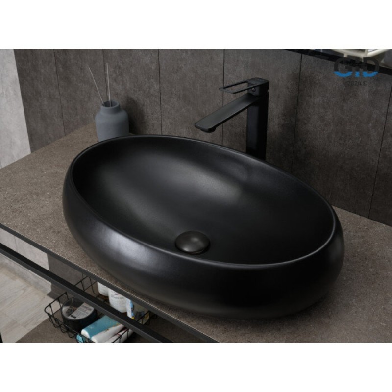 Раковина Gid Lago Bm9030a 53371, 60 см, фаянс, черная матовая