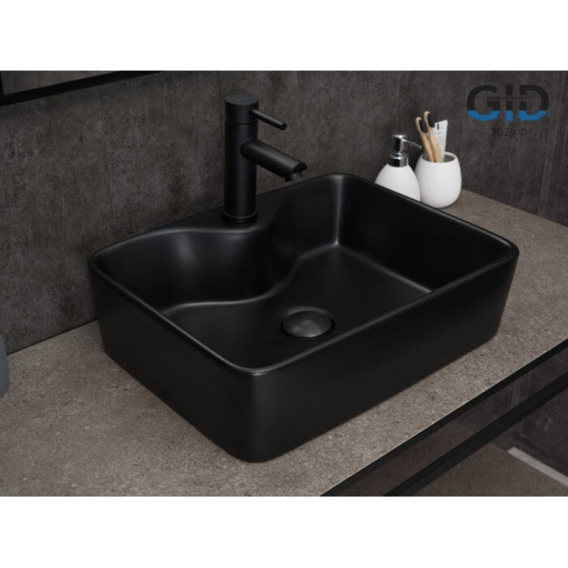Раковина Gid Geometrico Bm9091 53373, 48 см, фаянс, черная матовая