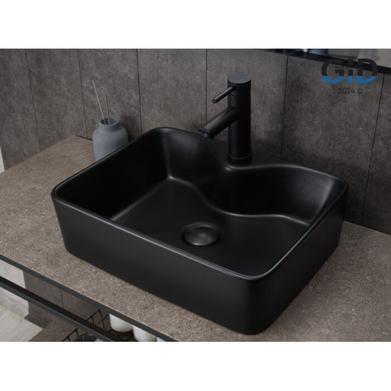 Раковина Gid Geometrico Bm9091 53373, 48 см, фаянс, черная матовая