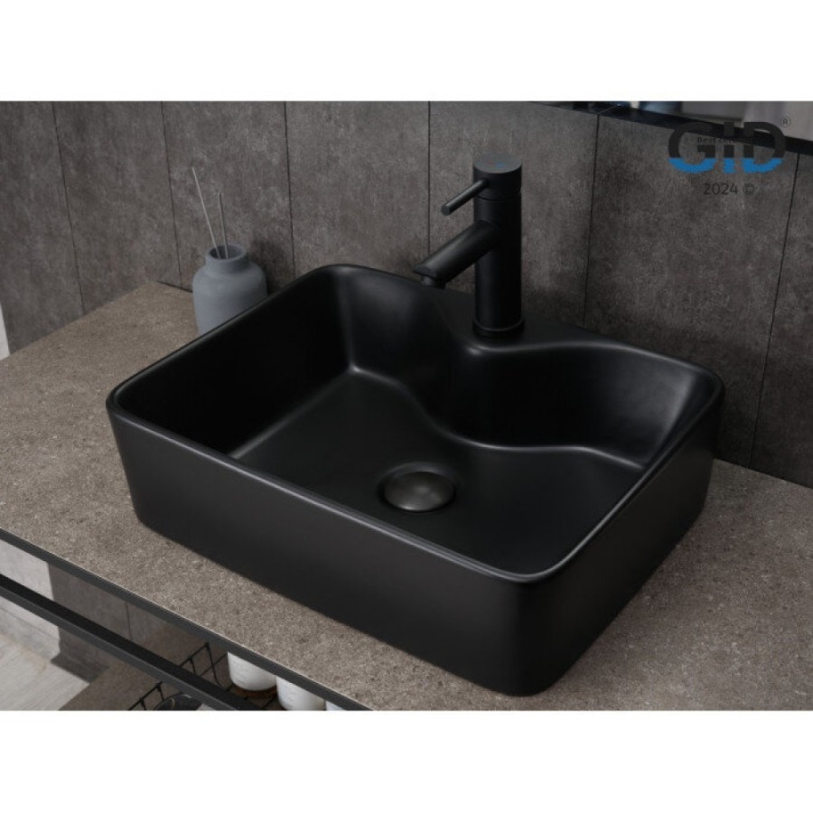 Раковина Gid Geometrico Bm9091 53373, 48 см, фаянс, черная матовая
