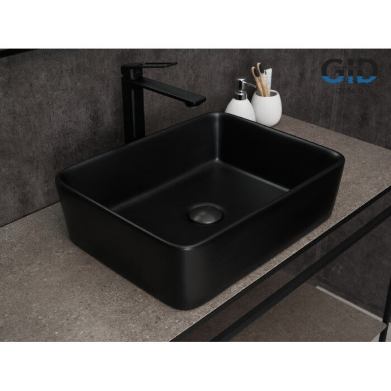 Раковина Gid Geometrico Bm9103 53374, 48 см, фаянс, черная матовая