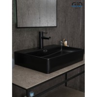 Раковина Gid Geometrico Bm9256 53375, 60 см, фаянс, черная матовая