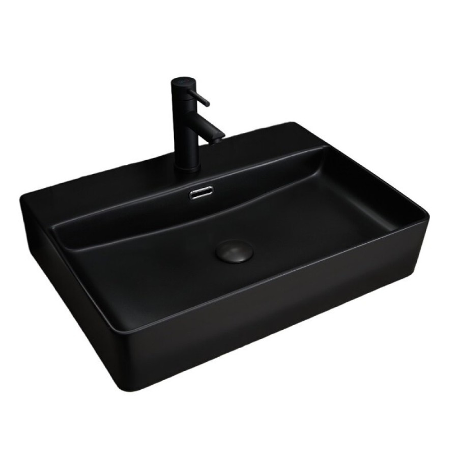 Раковина Gid Geometrico Bm9256 53375, 60 см, фаянс, черная матовая