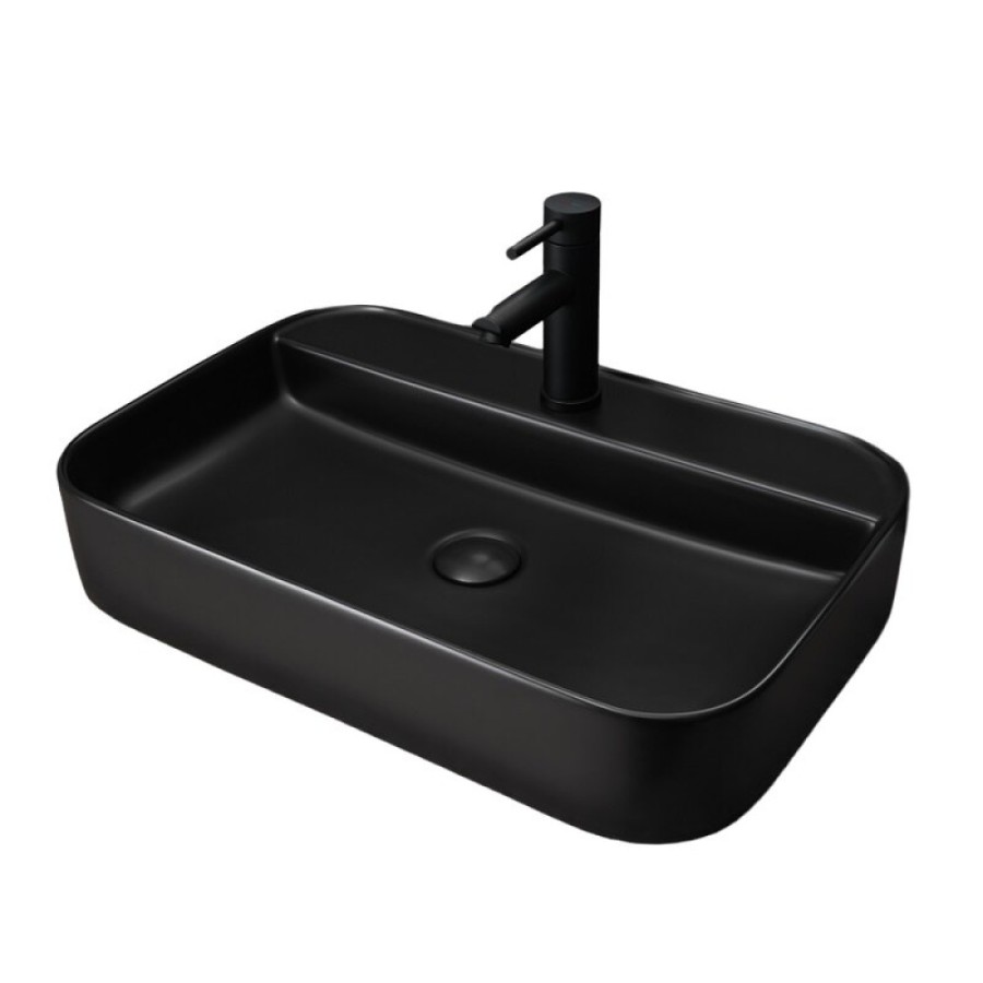 Раковина Gid Geometrico Bm9660 53376, 60 см, фаянс, черная матовая