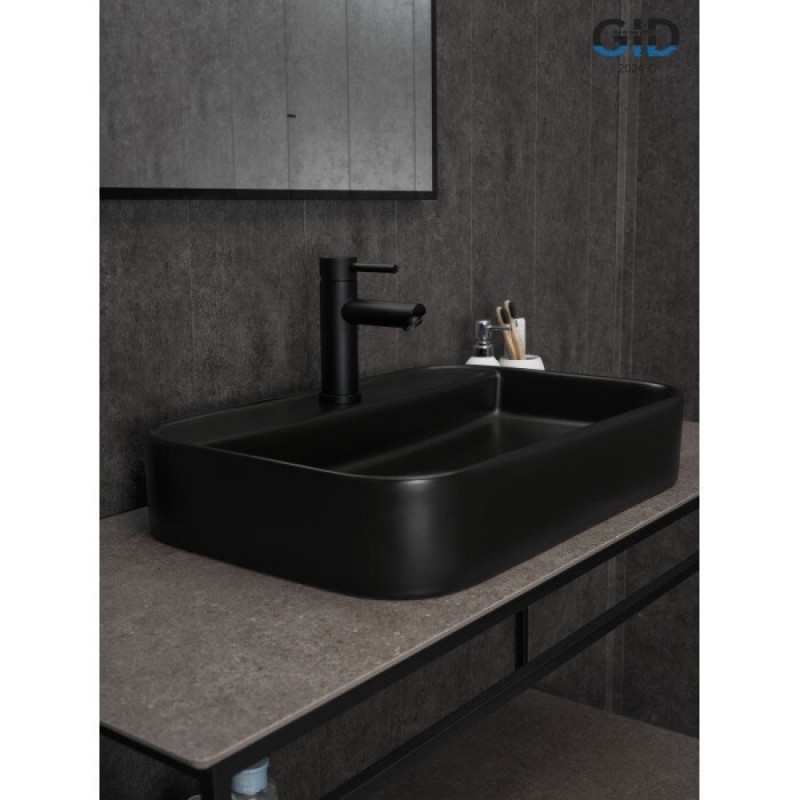 Раковина Gid Geometrico Bm9660 53376, 60 см, фаянс, черная матовая