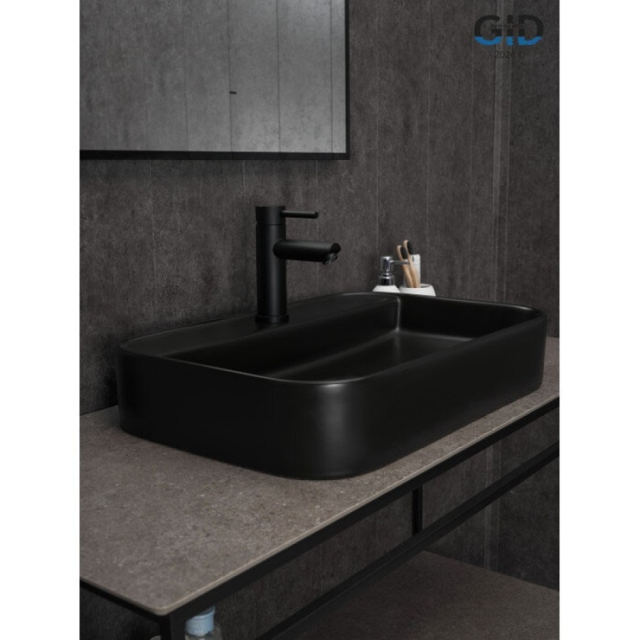 Раковина Gid Geometrico Bm9660 53376, 60 см, фаянс, черная матовая
