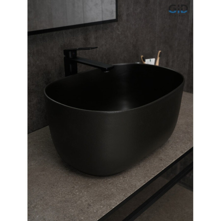 Раковина Gid Creativo N9302bg 53377, 45 см, фаянс, черный графит