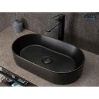 Раковина Gid Lago N9020bg 53379, 52 см, фаянс, черный графит