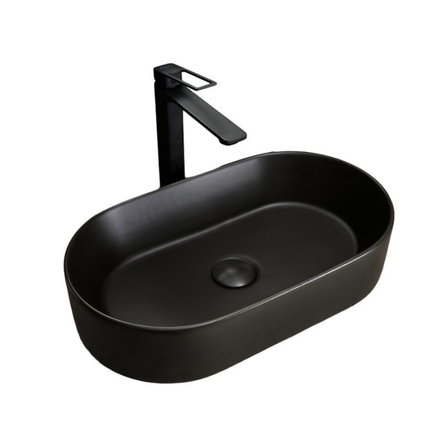 Раковина Gid Lago N9020bg 53379, 52 см, фаянс, черный графит