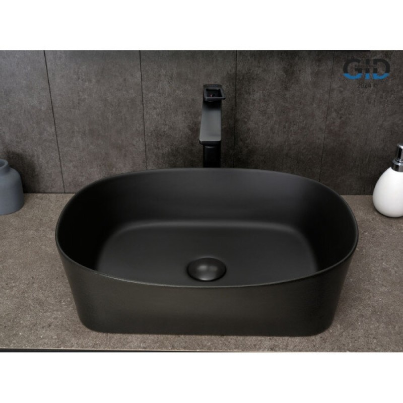 Раковина Gid Creativo N9028bg 53380, 53 см, фаянс, черный графит