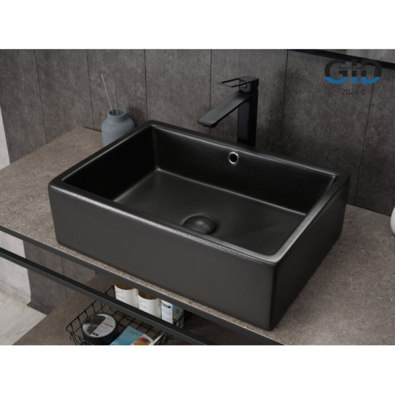 Раковина Gid Geometrico N9129bg 53381, 50 см, фаянс, черный графит