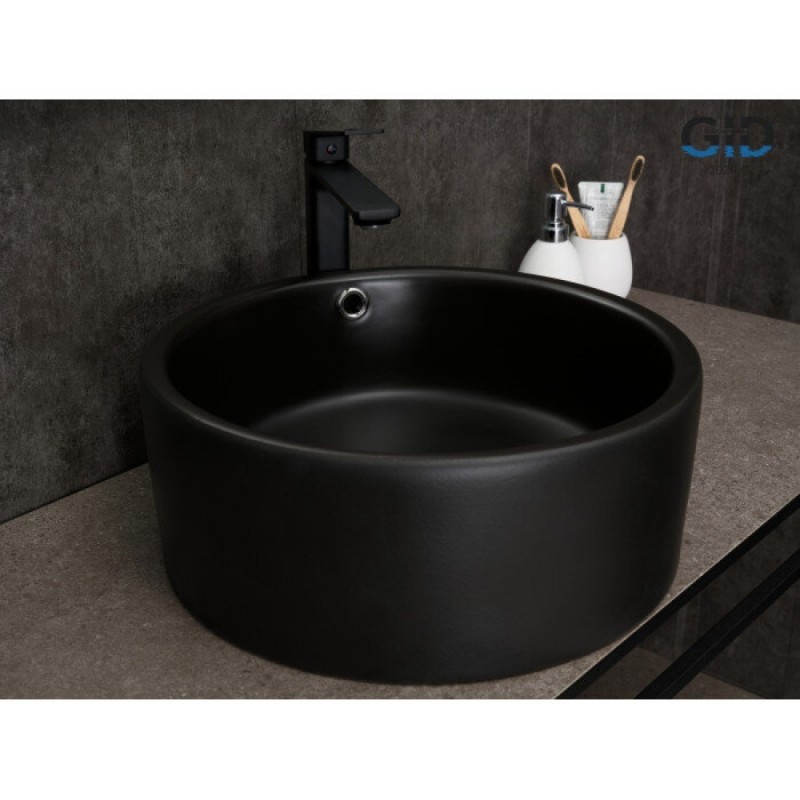 Раковина Gid Esfera N9130bg 53382, 41 см, фаянс, черный графит